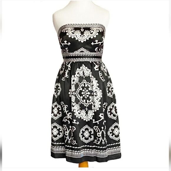 WHBM paisley dress  strapless sz 4 - Picture 1 of 7